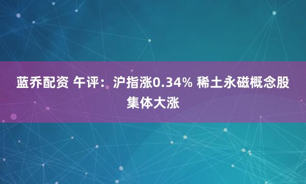 蓝乔配资 午评：沪指涨0.34% 稀土永磁概念股集体大涨
